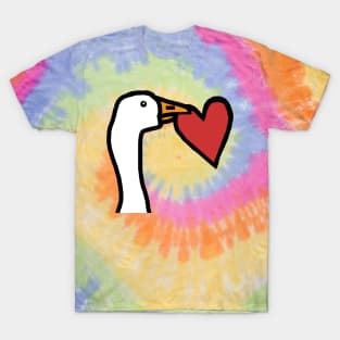 Portrait of a Goose Stealing a Heart on Valentines Day T-Shirt